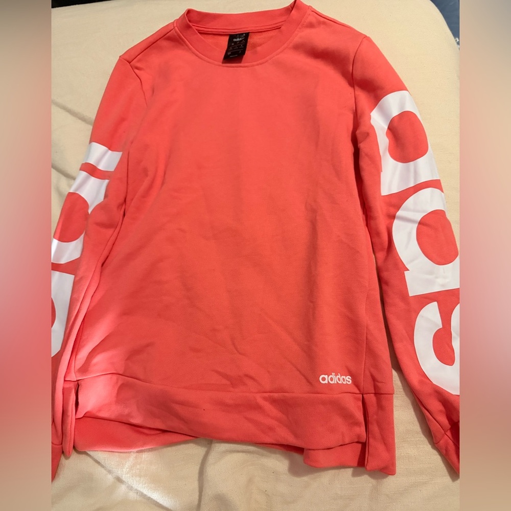 Adidas Pink Sweatshirt with White Sleeve Logo
